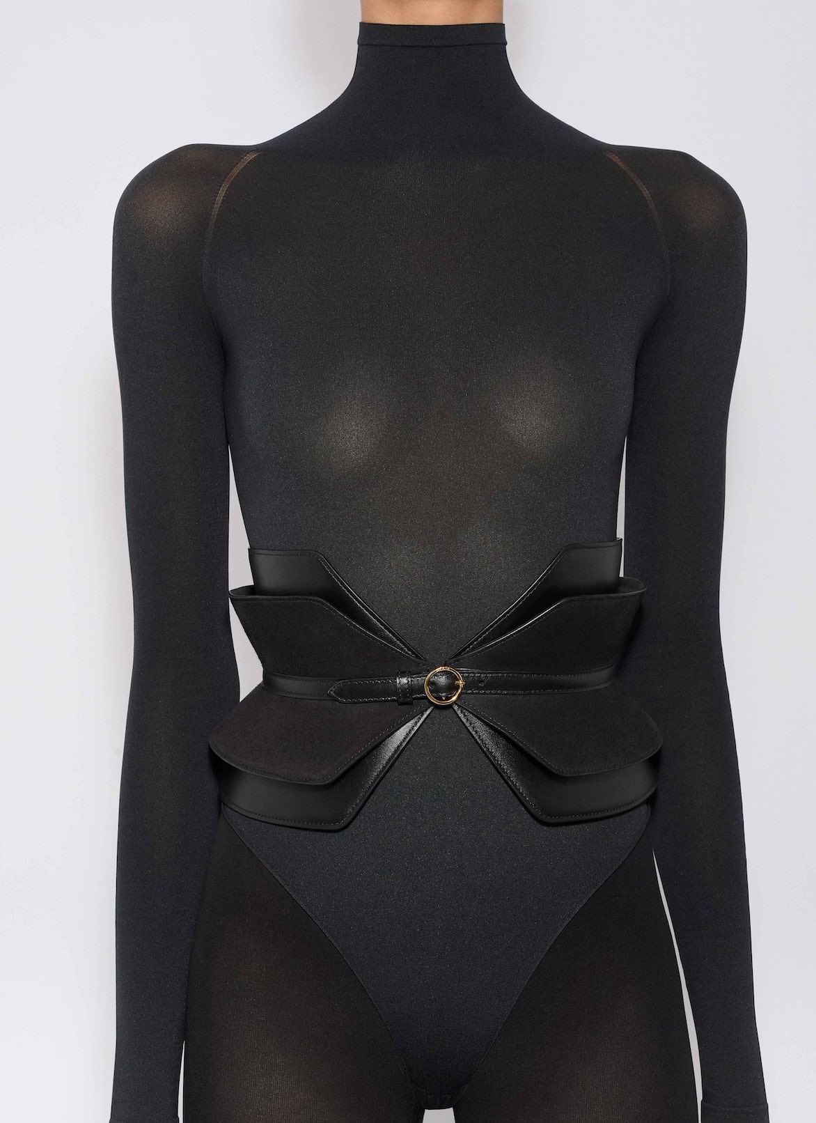DOUBLE BUSTIER BELT IN CALFSKIN AND GOATSKIN ALAÏA BLACK DOUBLE BUSTIER BELT IN CALFSKIN AND GOATSKIN